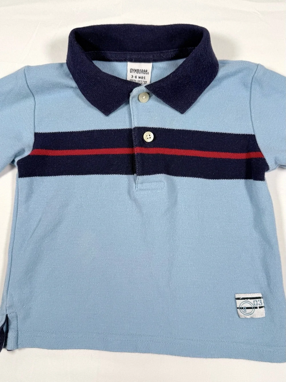 VINTAGE GYMBOREE Boys Polo Shirt 3-6m 2002 Y2K Preppy Striped Classic Nautical